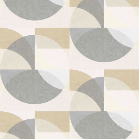 Elle Decoration Geometric Circles Grey/Beige Wallpaper - 10150-02