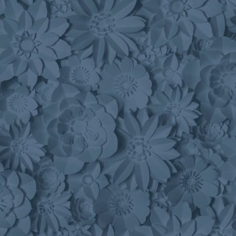 Fine Decor Dimensions 3D Effect Floral Blue Wallpaper - FD42690