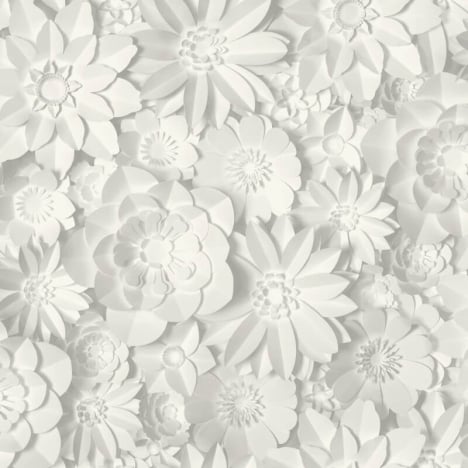 Fine Decor Dimensions 3D Effect Floral White/Grey Wallpaper - FD42554