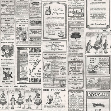 Galerie Nostalgie Newspapers Cream/Black Wallpaper - G56142