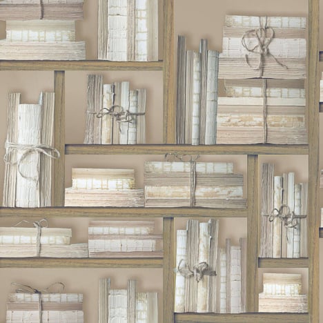 Galerie Nostalgie Natural Bookcase Beige Wallpaper - G56154