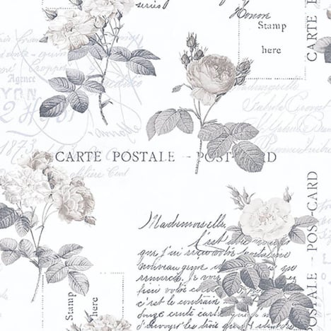Galerie Nostalgie Roses and Postcards Beige/Grey Wallpaper - G56283