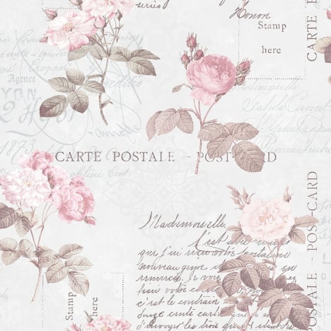 Galerie Nostalgie Roses and Postcards Pink/Beige Wallpaper - G56286