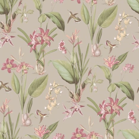 Galerie Cottage Botanical Taupe/Green Wallpaper - G78507
