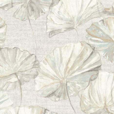 Grandeco Water Lily Light Grey Metallic Wallpaper - EE2001