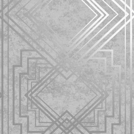 Holden Decor Delano Geometric Grey/Silver Metallic Wallpaper - 75943