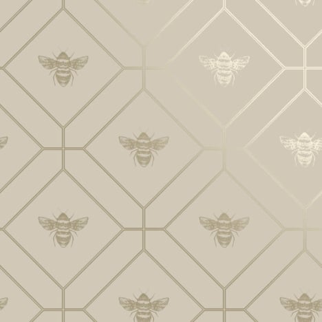 Holden Decor Honeycomb Bee Geo Taupe/Gold Metallic Wallpaper - 13082