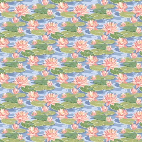 Ohpopsi Ichika Waterlily Cornflower Wallpaper - IKA50103W