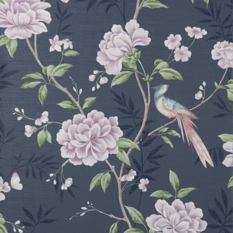Crown Akina Floral Navy Wallpaper - M1723