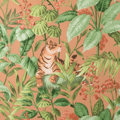 Crown Rajah Tropical Tiger Terracotta Wallpaper - M1731