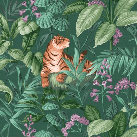 Crown Rajah Tropical Tiger Emerald Wallpaper - M1733