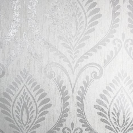 Crown Estelle Damask Grey Glitter Wallpaper - M1756