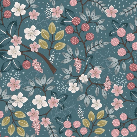 Muriva Blythe Floral Blue/Multi Wallpaper - 573701