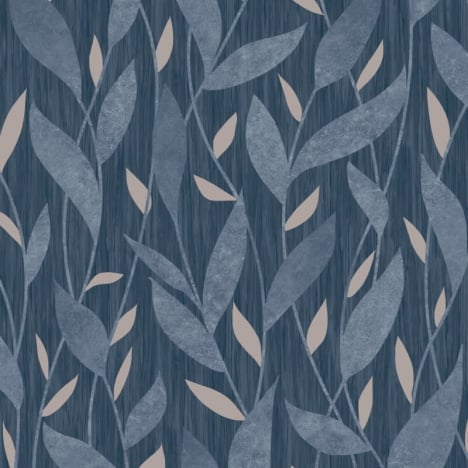 Muriva Adele Stanza Leaf Blue Wallpaper - M56701