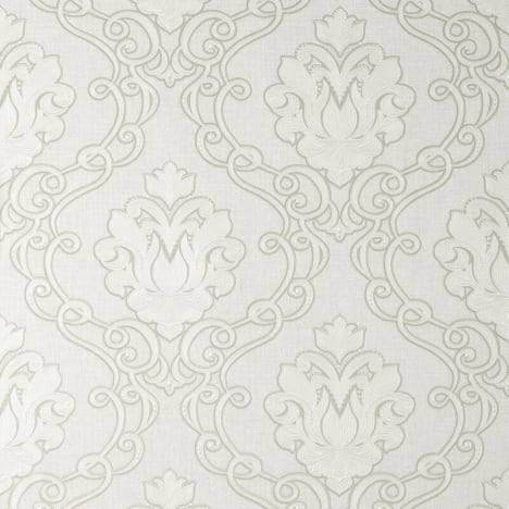Vymura Florentine Damask White Metallic Wallpaper - M95657