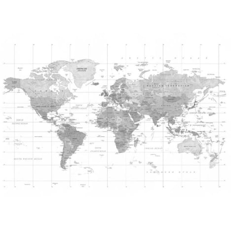 Grandeco Young Edition World Map Black/White Wall Mural - ML3002