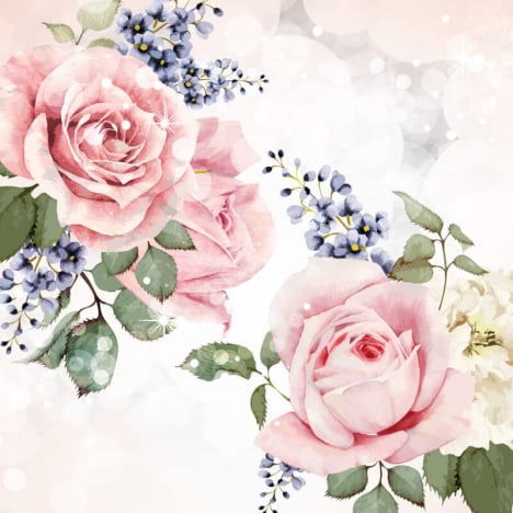 Origin Roses and Sparkles Rose Pink Wall Mural - MUR136