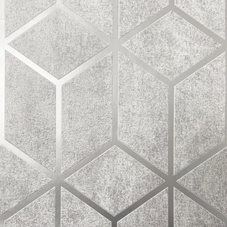 Muriva Axton Cube Grey/Silver Metallic Wallpaper - 177510