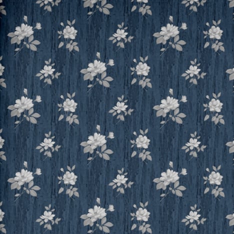 Muriva Darcy James Oleana Floral Blue Metallic Wallpaper - 703073