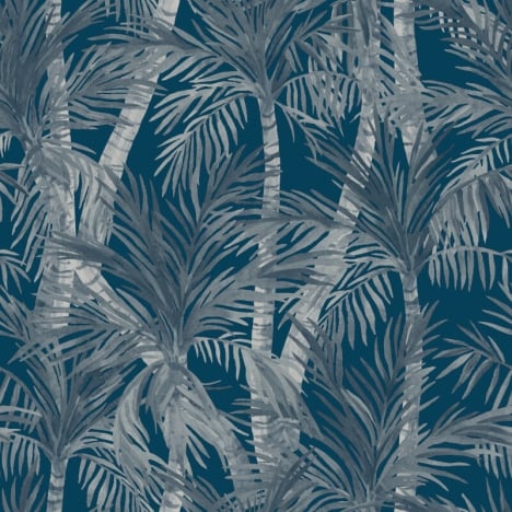 Muriva Elah Watercolour Trees Blue/Grey Wallpaper - M37901