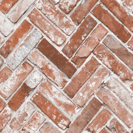 Muriva Herringbone Brick Red Wallpaper - 174501