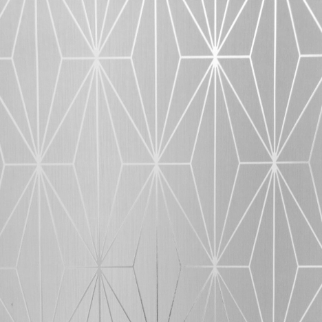 Muriva Kayla Geometric Dove/Silver Foil Metallic Wallpaper - 703010