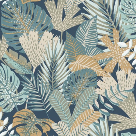 Muriva Khasi Jungle Blue Multi Wallpaper - M36901