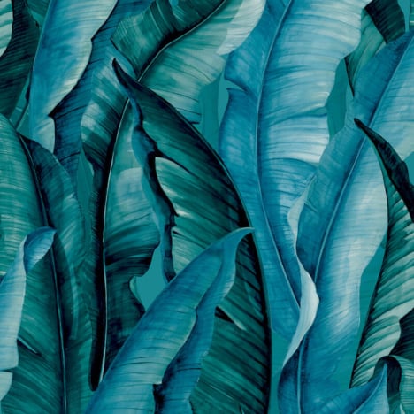 Galerie Enchanted Malay Banana Leaf Turquoise Wallpaper - NHW1040