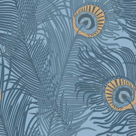 Galerie Enchanted Descartes Peacock Feather Blue Wallpaper - NHW1046