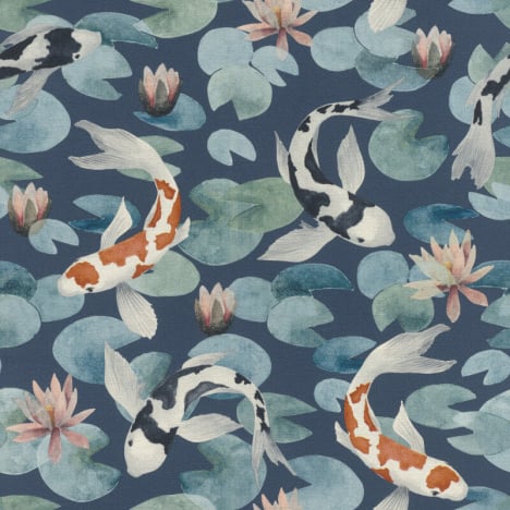 Rasch Kimono Koi Pond Blue Wallpaper - 409444