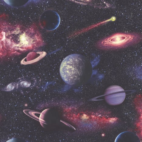 Rasch Out of This World Planets Purple Multi Wallpaper - 815429