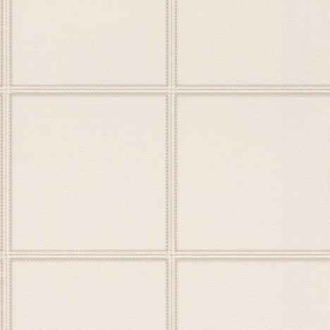 Rasch Stitched Leather Effect Panel Ivory Wallpaper - 576467
