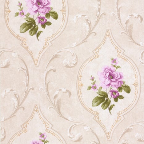 SK Filson Madelyn Floral Cameo Lilac/Stone Wallpaper - DE41446