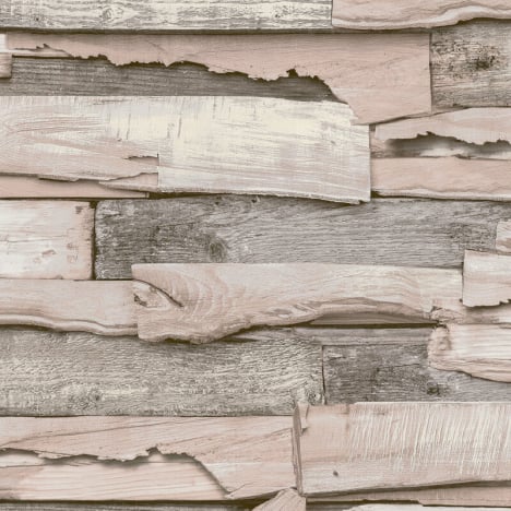 Grandeco Malay Wood Panel Blush/Grey Wallpaper - WL1001