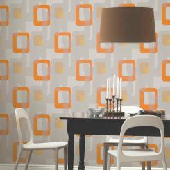 Retro Wallpaper Designs - Orange and Blue Styling